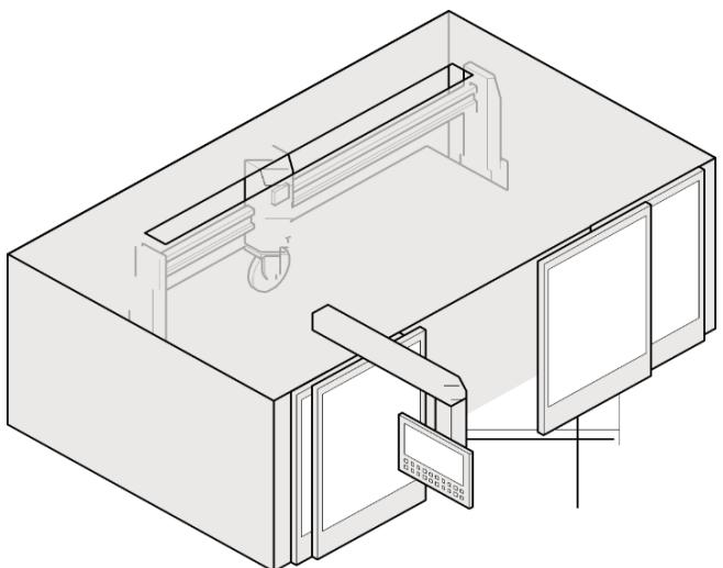 An example of an isolation booth used for automated wet cutting