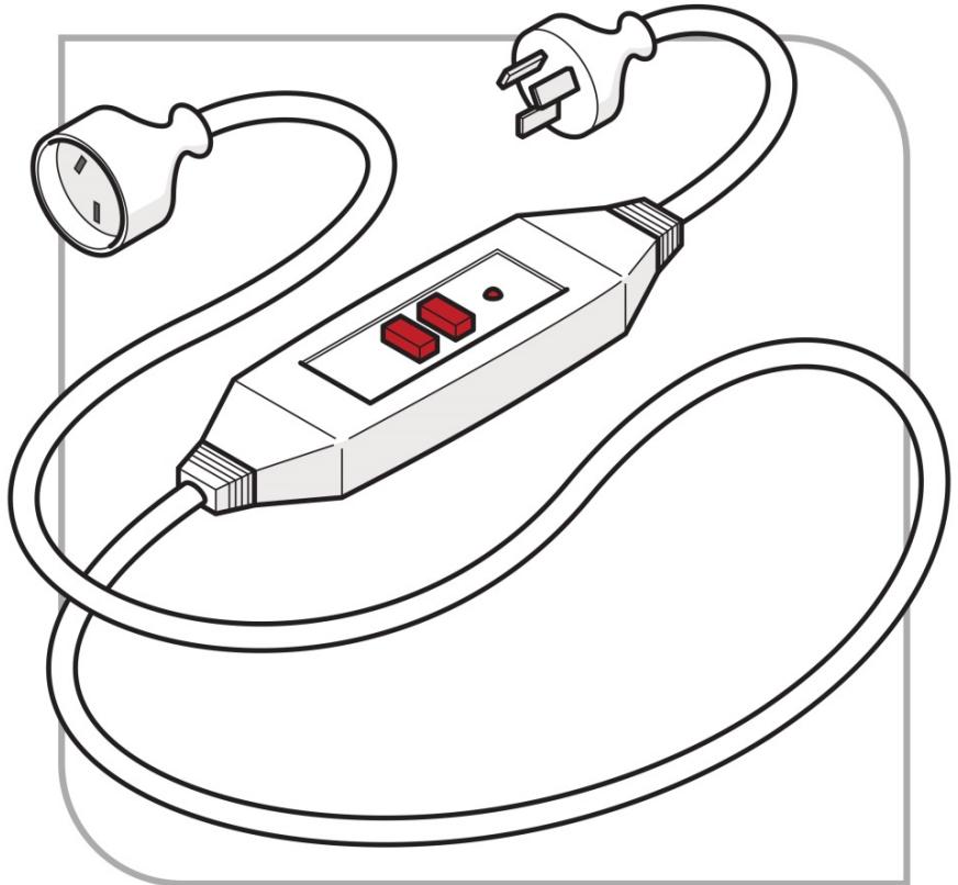 Portable RCD fitted directly to power cable